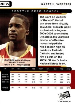 2005 Press Pass - Holo Gold #RP35 Martell Webster Back