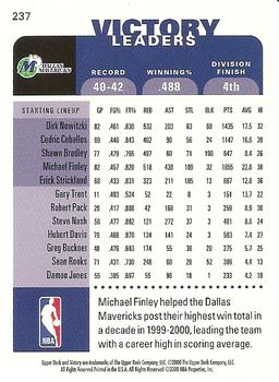 2000-01 Upper Deck Victory #237 Michael Finley Back