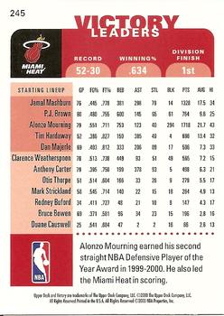 2000-01 Upper Deck Victory #245 Alonzo Mourning Back