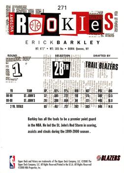 2000-01 Upper Deck Victory #271 Erick Barkley Back
