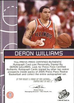 2005 Press Pass - Power Pick Autographs #NNO Deron Williams Back