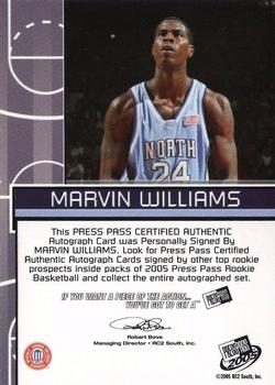 2005 Press Pass - Power Pick Autographs #NNO Marvin Williams Back