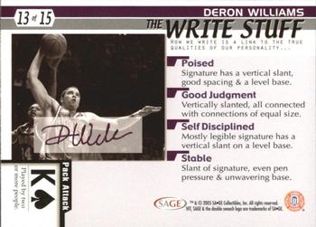 2005 SAGE HIT - the Write Stuff #13 Deron Williams Back