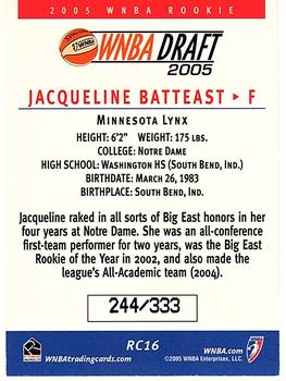 2005 Rittenhouse WNBA - Rookies #RC16 Jacqueline Batteast Back