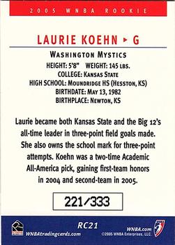 2005 Rittenhouse WNBA - Rookies #RC21 Laurie Koehn Back