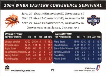 2005 Rittenhouse WNBA - 2004 Playoffs #P1 Connecticut defeats Washington 2-1 Back