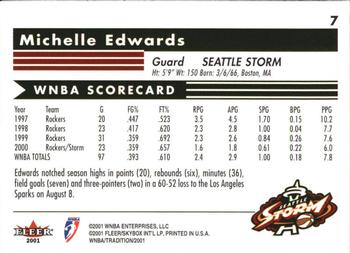 2001 Fleer Tradition WNBA #7 Michelle Edwards Back