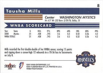 2001 Fleer Tradition WNBA #8 Tausha Mills Back