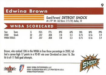 2001 Fleer Tradition WNBA #9 Edwina Brown Back