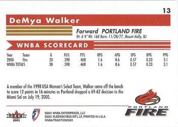 2001 Fleer Tradition WNBA #13 DeMya Walker Back