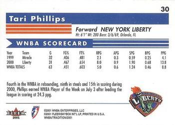 2001 Fleer Tradition WNBA #30 Tari Phillips Back