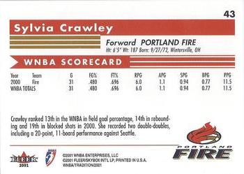 2001 Fleer Tradition WNBA #43 Sylvia Crawley Back