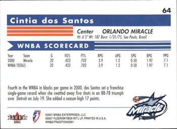 2001 Fleer Tradition WNBA #64 Cintia dos Santos Back