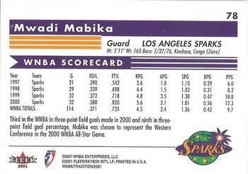 2001 Fleer Tradition WNBA #78 Mwadi Mabika Back