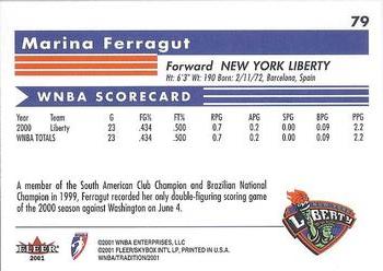 2001 Fleer Tradition WNBA #79 Marina Ferragut Back