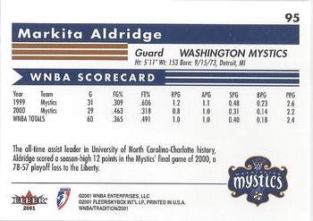 2001 Fleer Tradition WNBA #95 Markita Aldridge Back