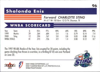 2001 Fleer Tradition WNBA #96 Shalonda Enis Back