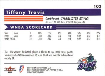 2001 Fleer Tradition WNBA #103 Tiffany Travis Back