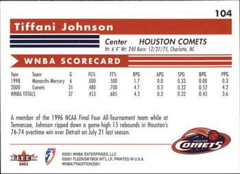 2001 Fleer Tradition WNBA #104 Tiffani Johnson Back