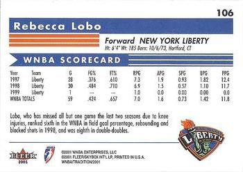 2001 Fleer Tradition WNBA #106 Rebecca Lobo Back