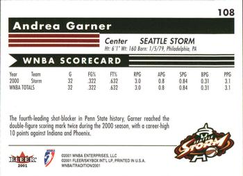 2001 Fleer Tradition WNBA #108 Andrea Garner Back