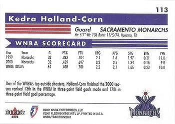 2001 Fleer Tradition WNBA #113 Kedra Holland-Corn Back