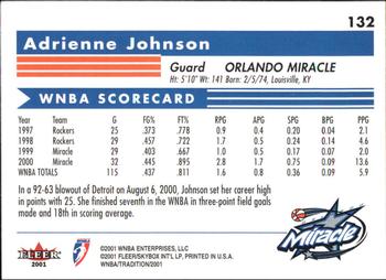2001 Fleer Tradition WNBA #132 Adrienne Johnson Back