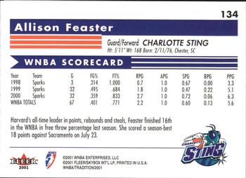 2001 Fleer Tradition WNBA #134 Allison Feaster Back