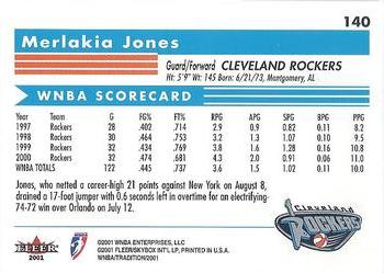 2001 Fleer Tradition WNBA #140 Merlakia Jones Back