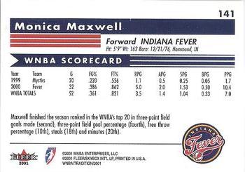 2001 Fleer Tradition WNBA #141 Monica Maxwell Back
