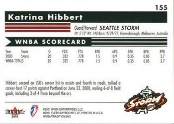 2001 Fleer Tradition WNBA #155 Katrina Hibbert Back