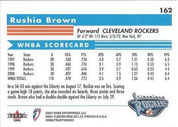 2001 Fleer Tradition WNBA #162 Rushia Brown Back
