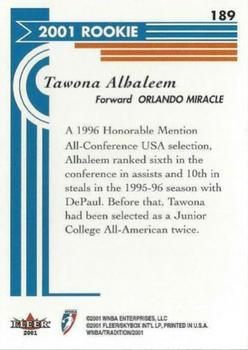 2001 Fleer Tradition WNBA #189 Tawona Alehaleem Back