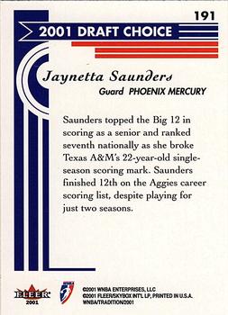 2001 Fleer Tradition WNBA #191 Jaynetta Saunders Back