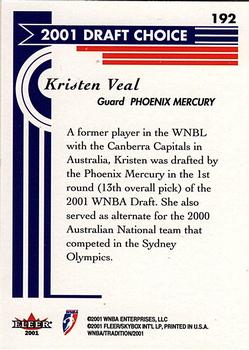 2001 Fleer Tradition WNBA #192 Kristen Veal Back