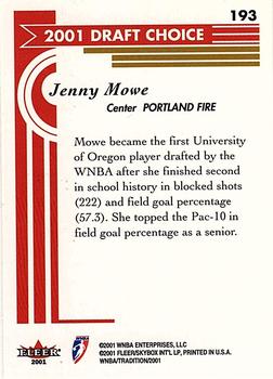 2001 Fleer Tradition WNBA #193 Jenny Mowe Back