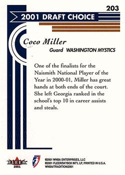 2001 Fleer Tradition WNBA #203 Coco Miller Back