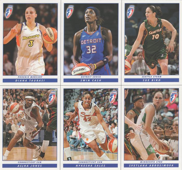 2005 Rittenhouse WNBA - 6-Card Panels #NNO Diana Taurasi / Swin Cash / Sue Bird / Asjha Jones / Nykesha Sales / Svetlana Abrosimova Front