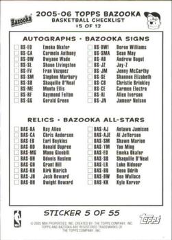 2005-06 Bazooka - 4-on-1 Stickers #5 Dirk Nowitzki / Tracy McGrady / Paul Pierce / Dwyane Wade Back