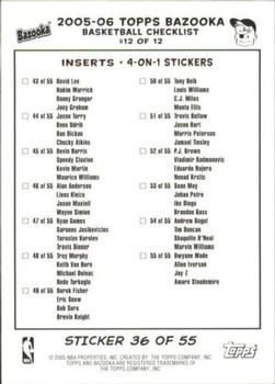 2005-06 Bazooka - 4-on-1 Stickers #36 Richard Hamilton / Eddie Jones / J.R. Smith / Tony Allen Back