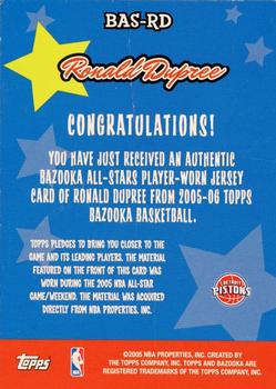 2005-06 Bazooka - All-Star Relics #BAS-RD Ronald Dupree Back