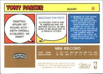 2005-06 Bazooka - Gold #9 Tony Parker Back
