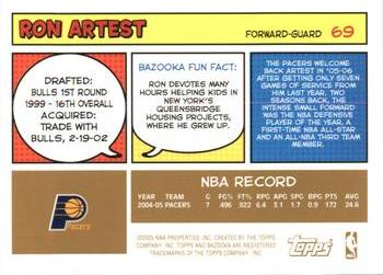 2005-06 Bazooka - Gold #69 Ron Artest Back