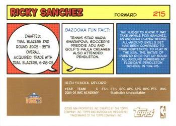 2005-06 Bazooka - Gold #215 Ricky Sanchez Back