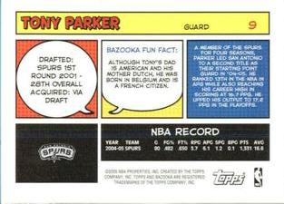 2005-06 Bazooka - Minis #9 Tony Parker Back