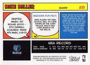2005-06 Bazooka - Minis #28 Mike Miller Back