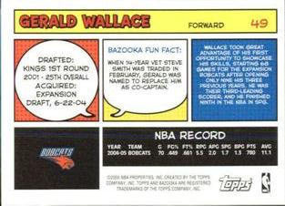 2005-06 Bazooka - Minis #49 Gerald Wallace Back