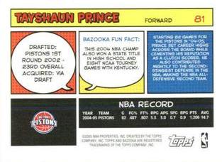 2005-06 Bazooka - Minis #81 Tayshaun Prince Back