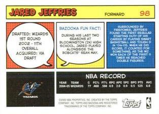 2005-06 Bazooka - Minis #98 Jared Jeffries Back
