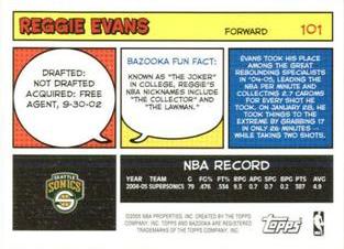 2005-06 Bazooka - Minis #101 Reggie Evans Back